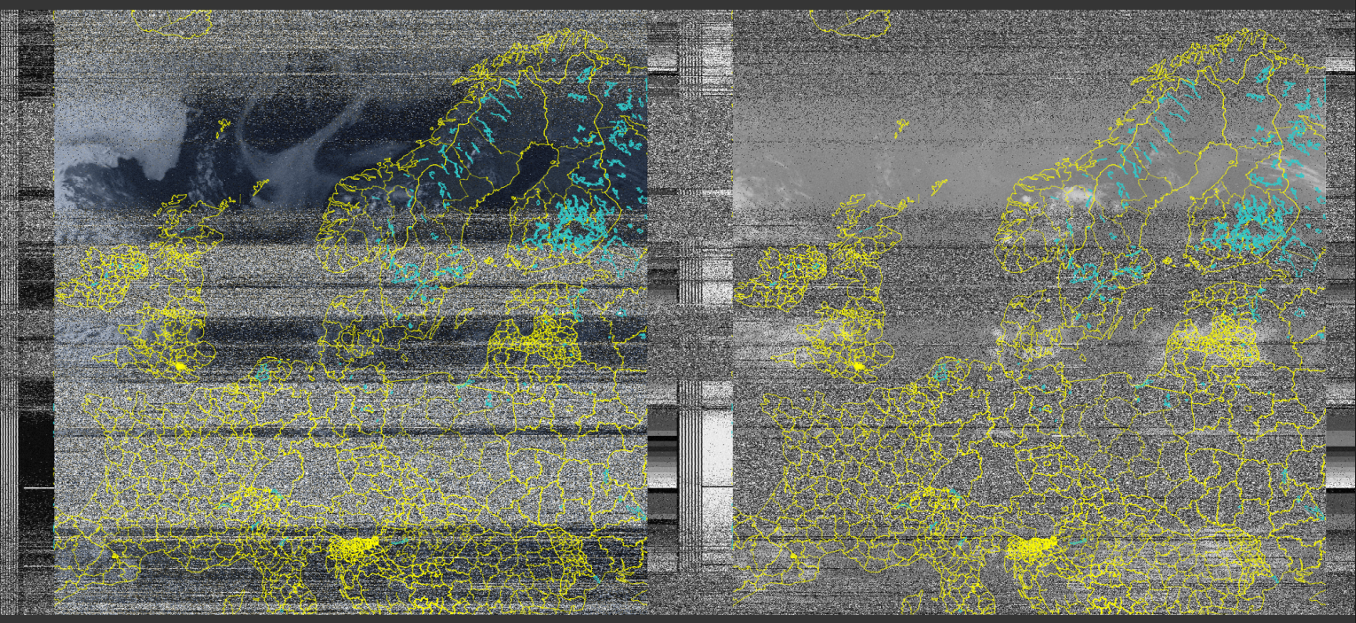 two noisy images of an outlined europe