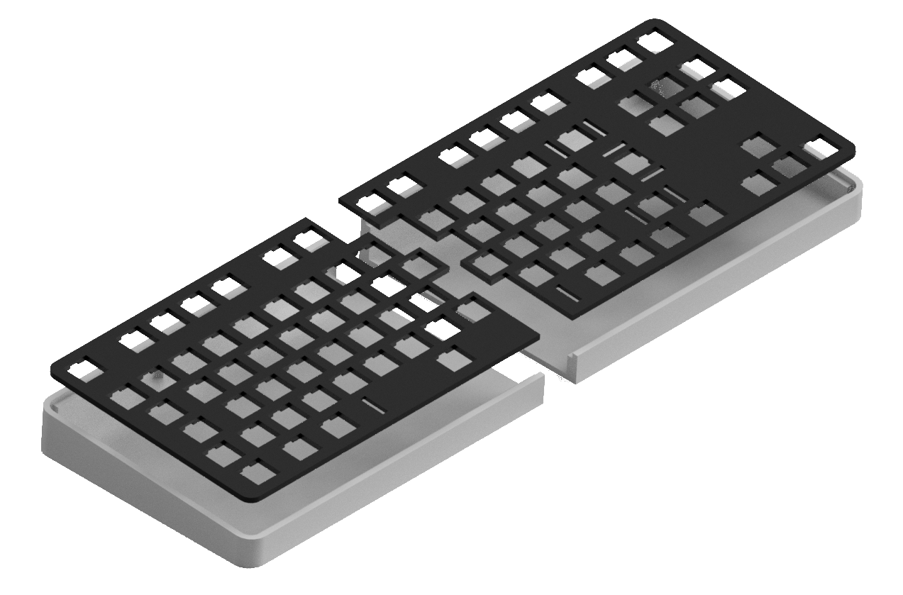 isometric view of the keyboard chassis