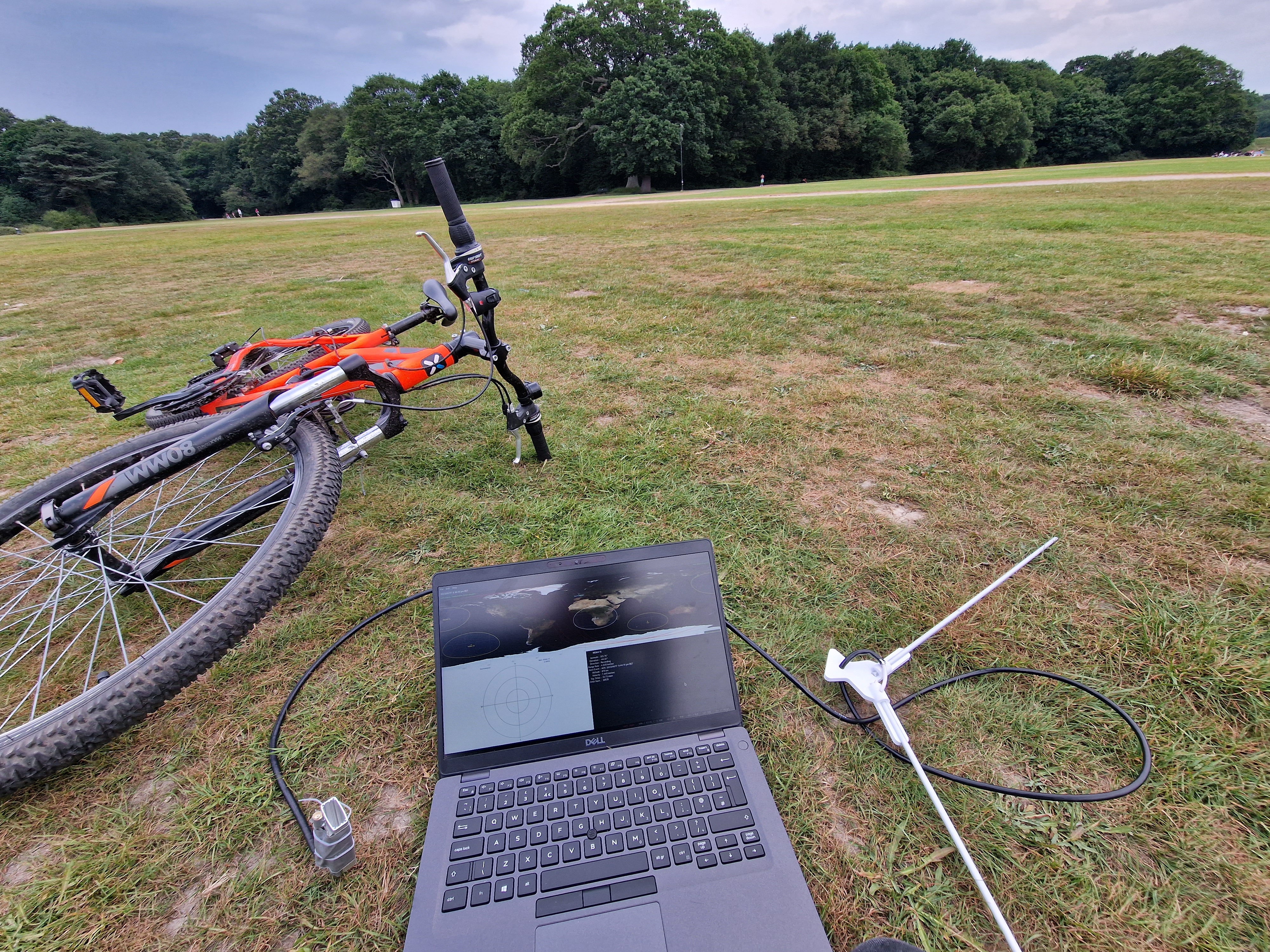 my laptop in a field